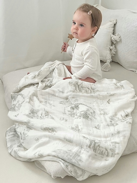 Image number 3 showing, The Gilded Bird Safari Toile Bamboo Baby Blanket