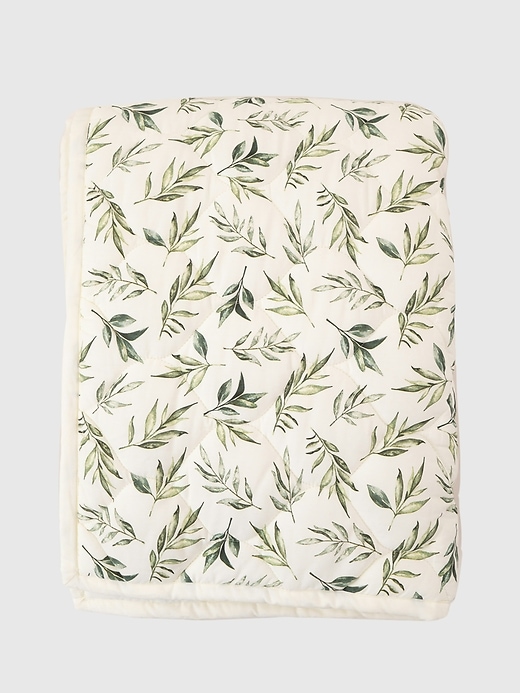 Image number 1 showing, The Gilded Bird Linen Leaves Green Quilted Playmat