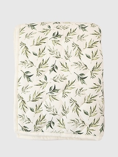 The Gilded Bird Linen Leaves Green Quilted Playmat