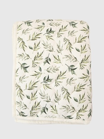 The Gilded Bird Linen Leaves Green Quilted Playmat