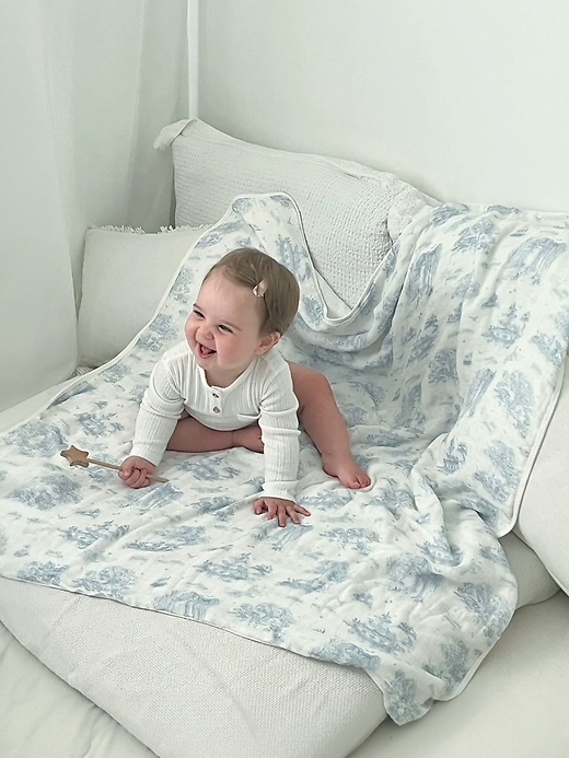 Image number 8 showing, The Gilded Bird Safari Toile Bamboo Baby Blanket