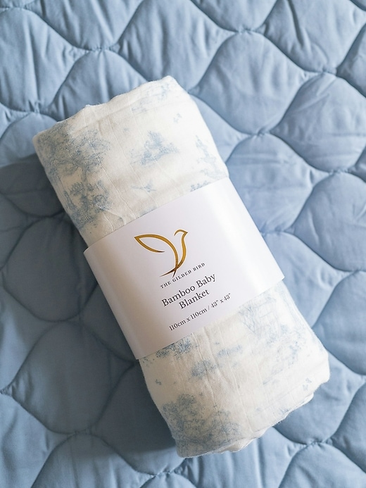Image number 6 showing, The Gilded Bird Spring Toile Bamboo Baby Blanket