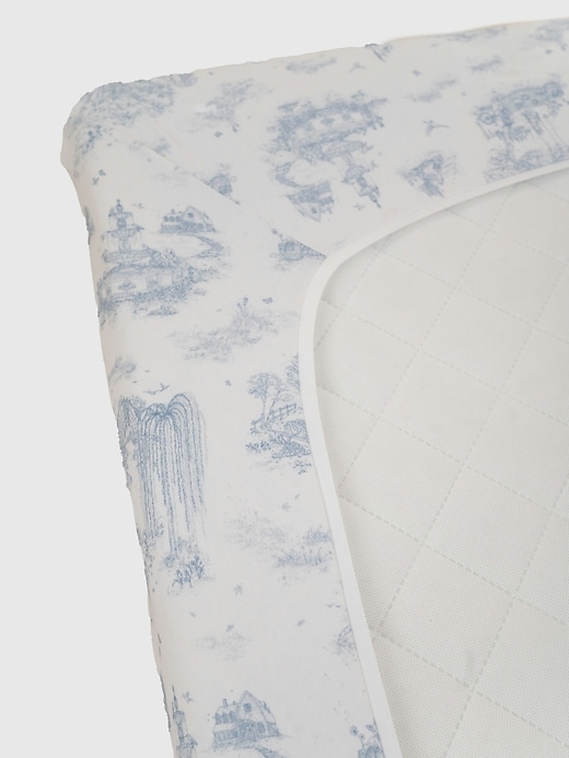 Image number 3 showing, The Gilded Bird Spring Toile Blue Fitted Crib Sheet