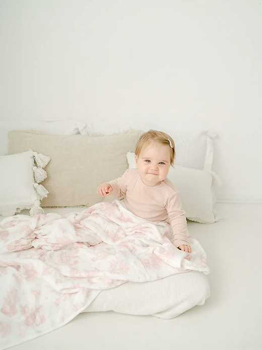 Image number 6 showing, The Gilded Bird Spring Toile Bamboo Baby Blanket
