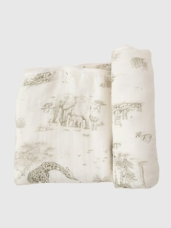 The Gilded Bird Safari Toile Bamboo Baby Blanket