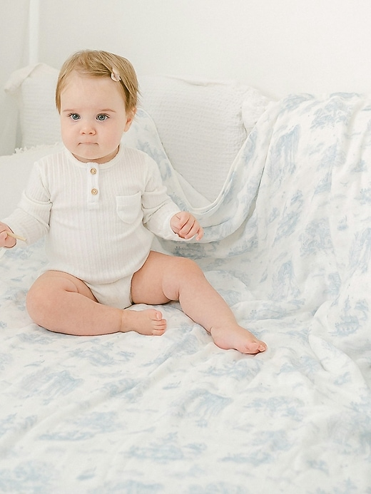 Image number 10 showing, The Gilded Bird Safari Toile Bamboo Baby Blanket
