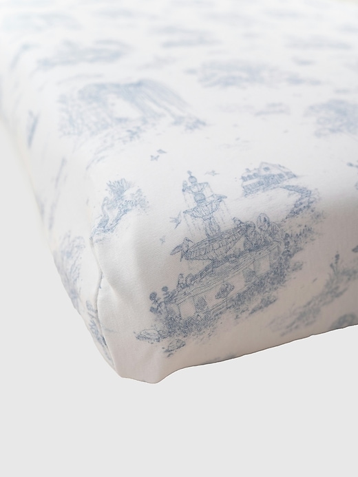 Image number 2 showing, The Gilded Bird Spring Toile Blue Fitted Crib Sheet