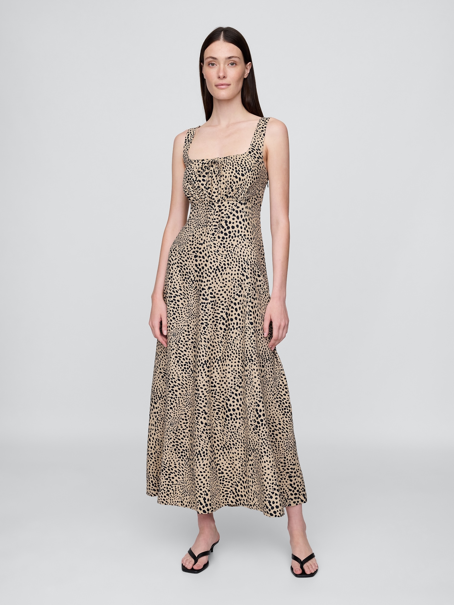 Linen-Blend Maxi Dress