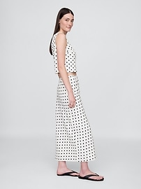 Linen-Blend Midi Skirt