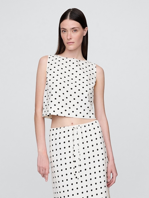 Image number 1 showing, Linen-Blend Crop Shell Tank Top