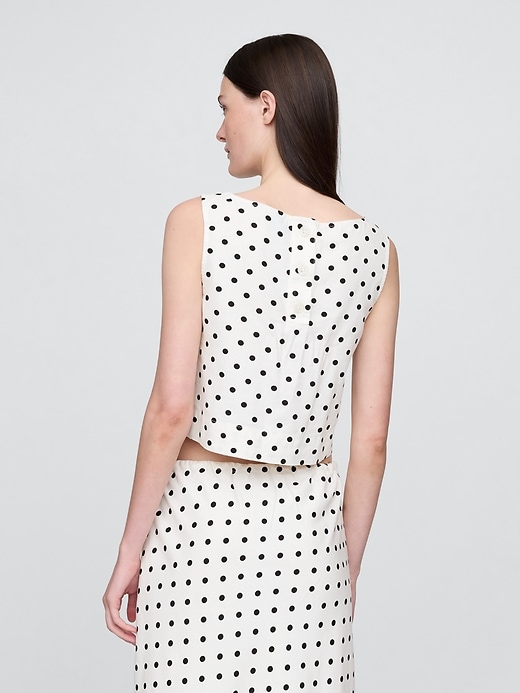 Image number 3 showing, Linen-Blend Crop Shell Tank Top