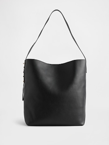 Vegan Leather Bucket Tote Bag