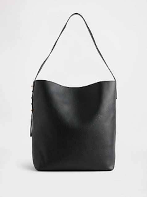 Vegan Leather Bucket Tote Bag