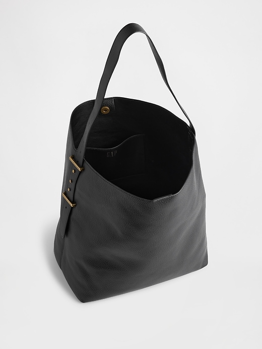 Image number 3 showing, Vegan Leather Bucket Tote Bag