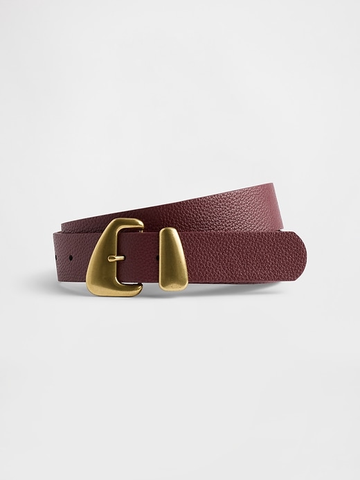 Image number 1 showing, Vegan Leather Pebble Angular Buckle Belt