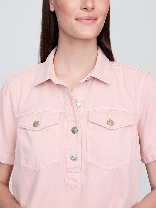 Image number 5 showing, UltraSoft Denim Popover Mini Dress