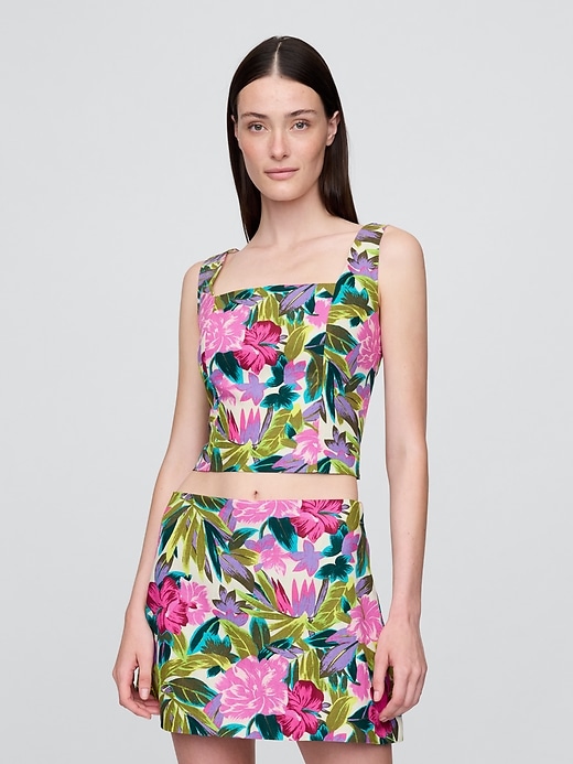 Image number 1 showing, Linen-Blend Cropped Top