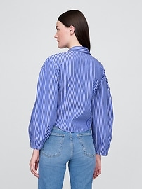 Organic Cotton Poplin Balloon-Sleeve Shirt
