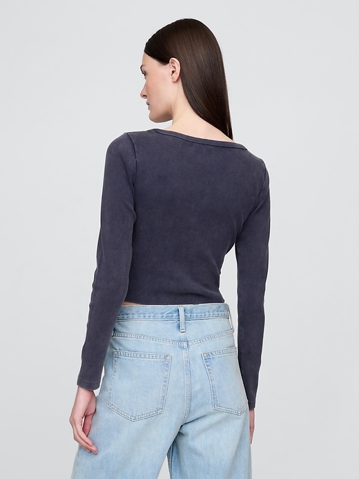 Heavyweight Rib Cropped Boatneck T-Shirt | Gap