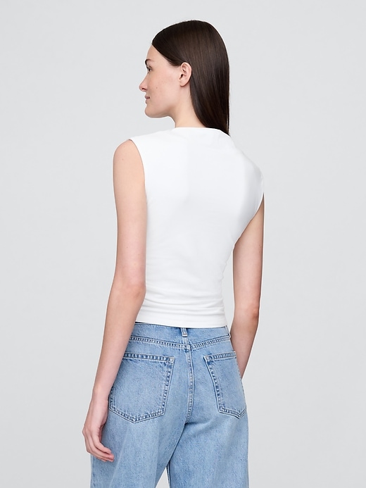 Image number 3 showing, Modern Funnel-Neck Ruched Cropped Tank Top
