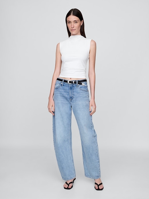 Image number 2 showing, Modern Funnel-Neck Ruched Cropped Tank Top