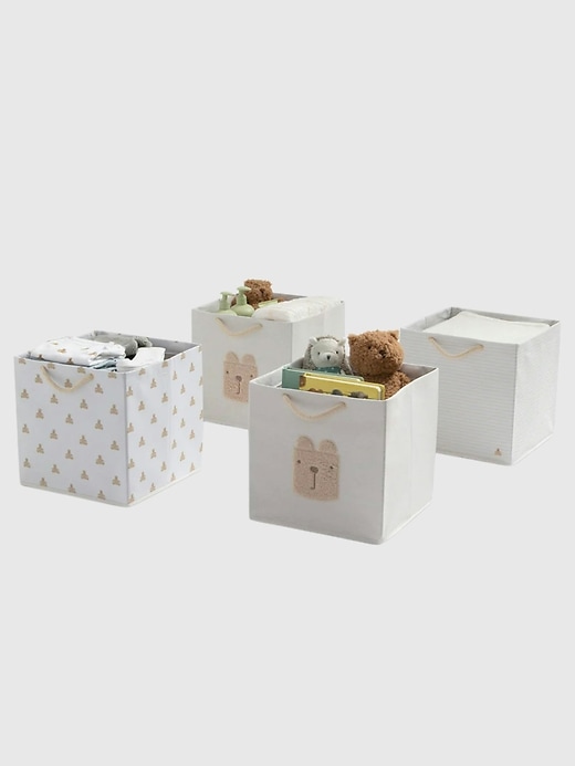 Image number 1 showing, babyGap 4 Pack Brannan Bear Fabric Storage Bins with Handles