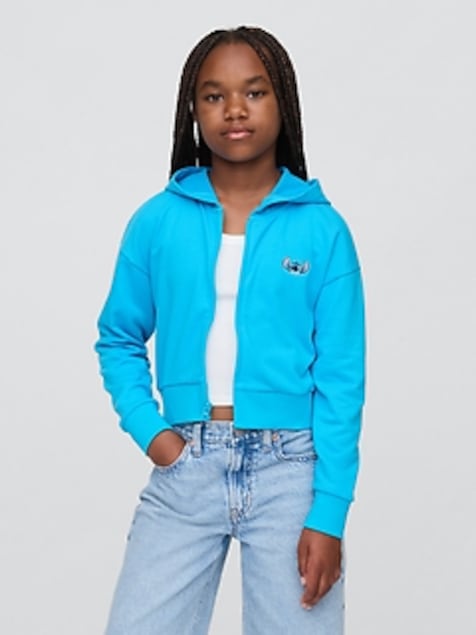 Lilo & Stitch Kids French Terry Cropped Zip Hoodie