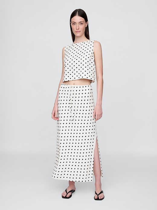 Image number 1 showing, Linen-Blend Midi Skirt