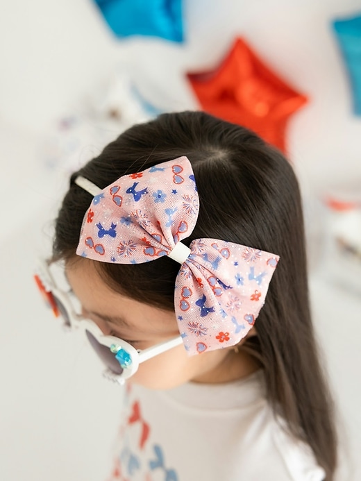 Image number 2 showing, Sweet Wink Red White and Cute Tulle Bow Headband