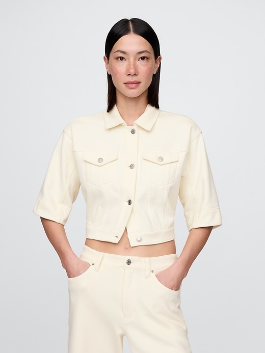 Image number 5 showing, Heavyweight French Terry Denim Cropped Jacket