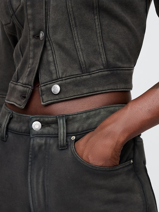 Image number 6 showing, 11" Mid Rise French Terry Denim Longline Shorts