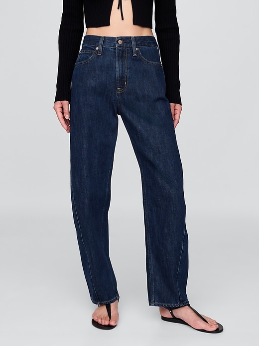 Image number 2 showing, High Rise Barrel Jeans