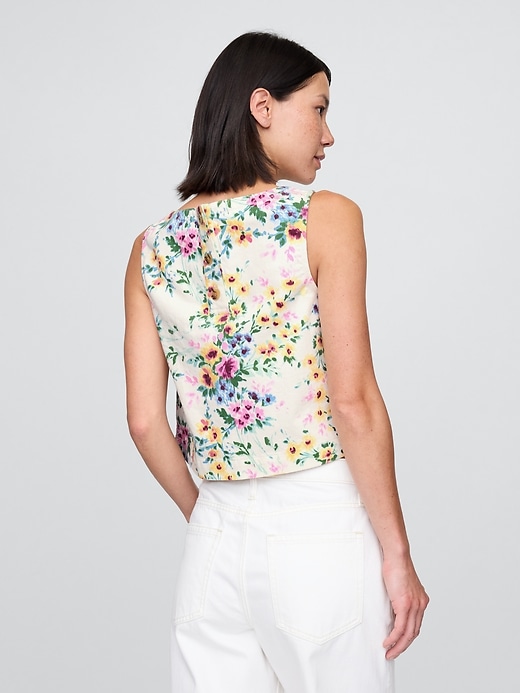 Image number 3 showing, Denim Floral Crop Shell Tank Top