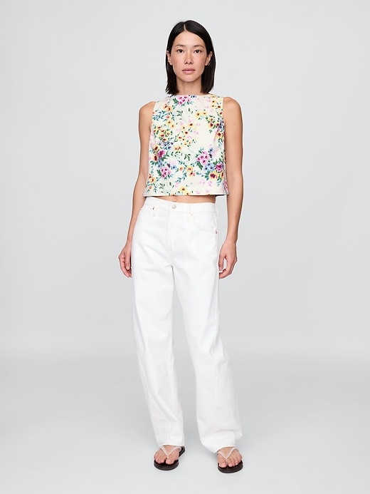 Image number 2 showing, Denim Floral Crop Shell Tank Top