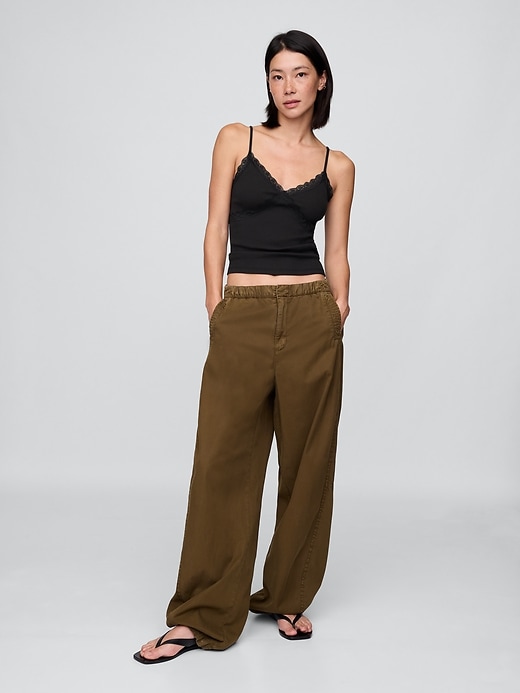 Image number 2 showing, Lace-Trim Waffle-Knit Crop Cami