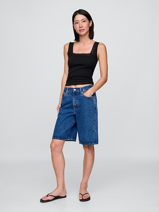 2 of 8 showing, with the color Black of product Modern Lace-Trim Tank Top