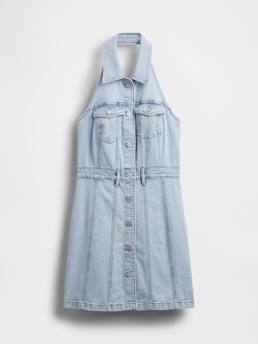 Image number 2 showing, Icon Denim Halter Mini Dress