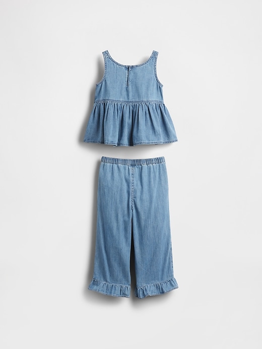 Image number 3 showing, Baby & Toddler Denim Ruffle Outfit Set