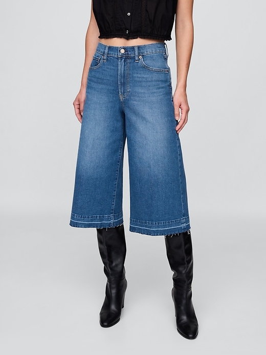 Image number 2 showing, High Rise Denim Culotte Jeans