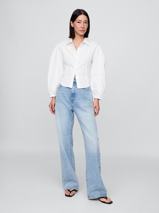 Image number 2 showing, Organic Cotton Poplin Balloon-Sleeve Shirt