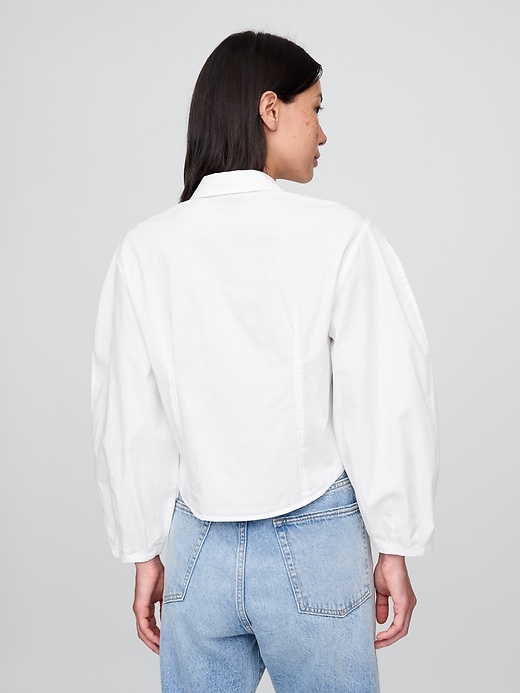 Image number 3 showing, Organic Cotton Poplin Balloon-Sleeve Shirt