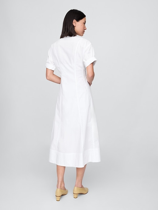 Image number 2 showing, Poplin Roll-Cuff Midi Shirtdress