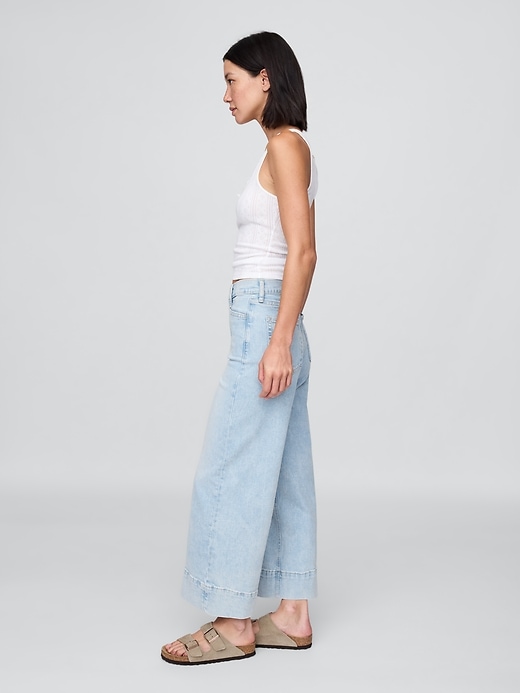 Image number 3 showing, High Rise Stride Wide-Leg Ankle Jeans