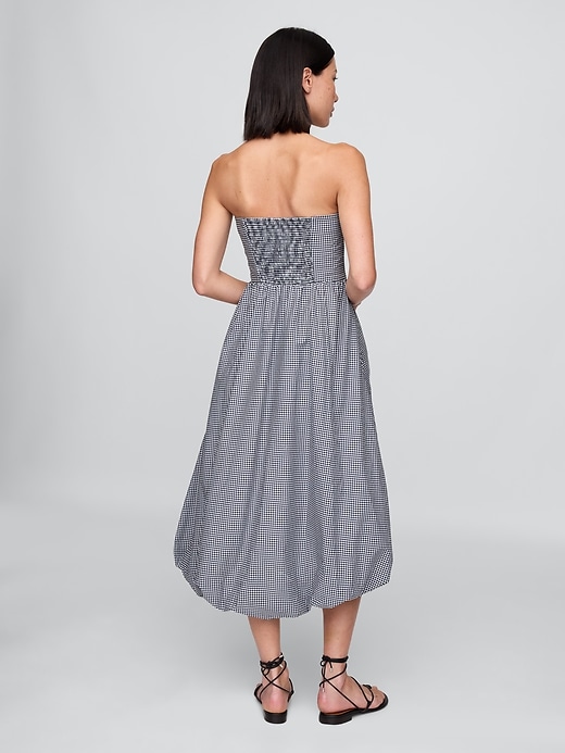 Poplin Gingham Bubble Midi Dress