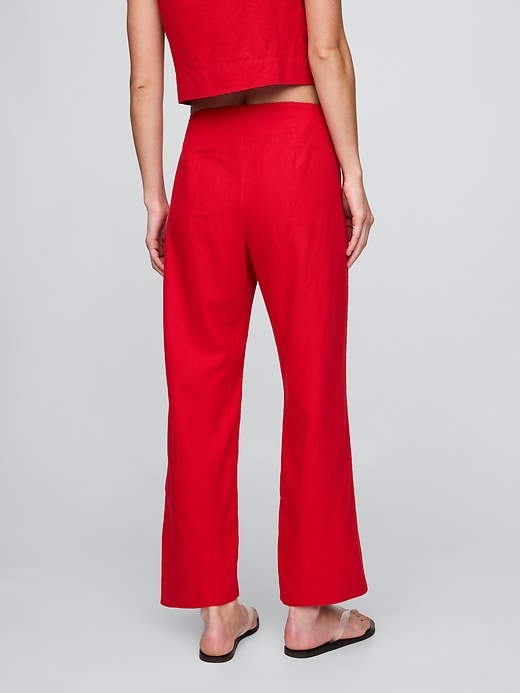 Image number 4 showing, Linen-Blend Relaxed Straight Ankle Pants
