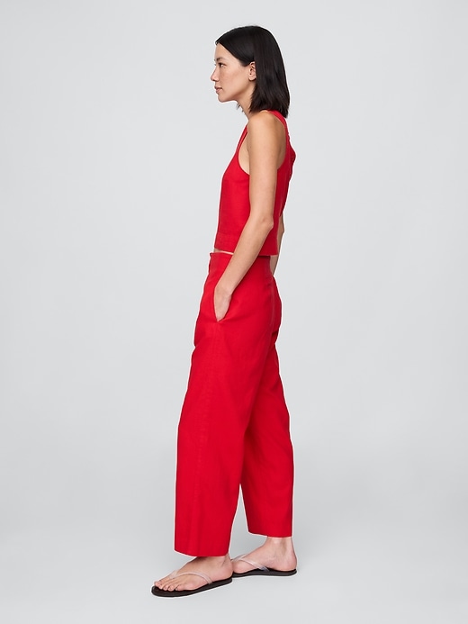 Image number 3 showing, Linen-Blend Relaxed Straight Ankle Pants