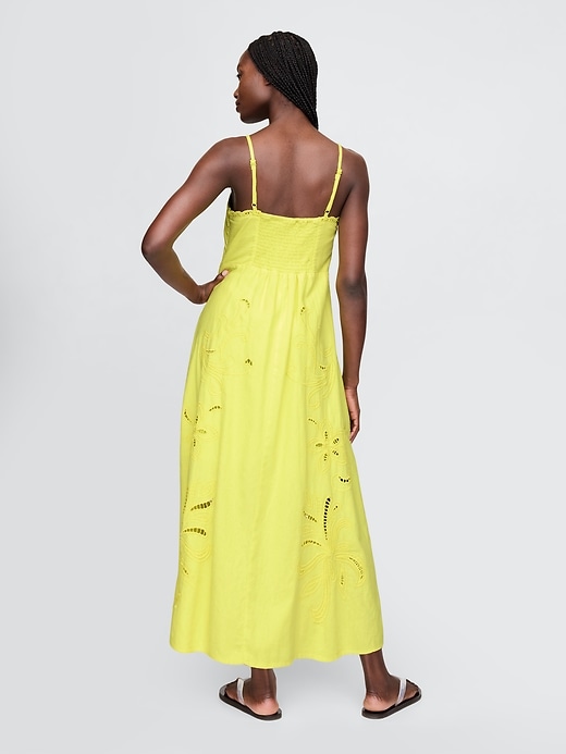 Image number 2 showing, Linen-Blend Embroidered Maxi Dress