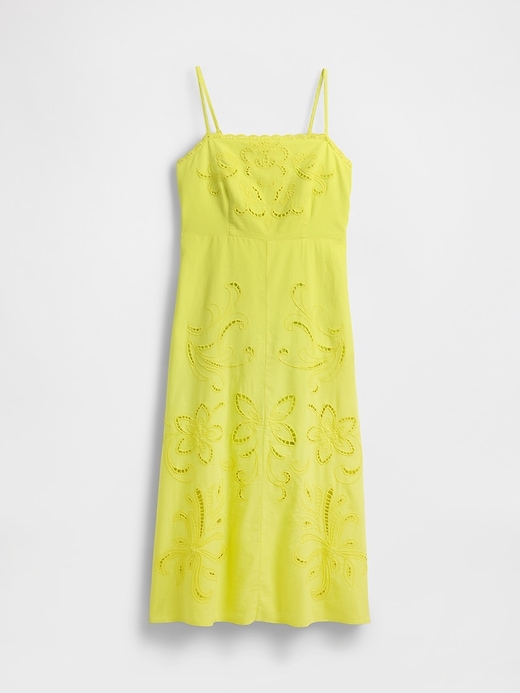 Image number 4 showing, Linen-Blend Embroidered Maxi Dress