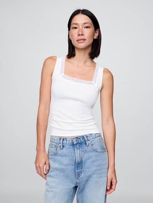 Image number 1 showing, Modern Lace-Trim Tank Top