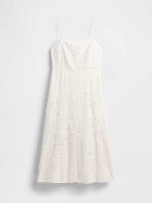 Image number 4 showing, Linen-Blend Embroidered Maxi Dress